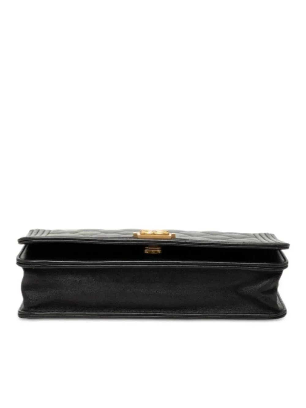 Chanel CC Logo Boy Chain Wallet Shoulder Bag Black Lambskin